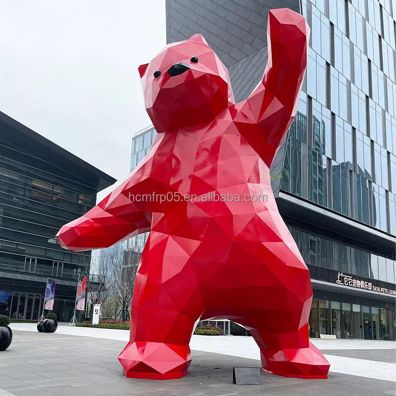 Enorme Custom Fiberglass Bear Escultura Animal Adorável Estátua Decoração Para Público