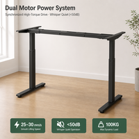 Bureau debout électrique à double moteur, hauteur réglable, pieds télescopiques à deux niveaux, capacité de charge de 120 kg, structure métallique