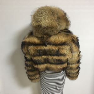 Ladys di Modo Pelliccia di Procione Con Cappuccio Del Cappotto di Vendita Calda - Product Image 6