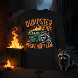 T-shirt à manches longues Dumpster Fire Response Team Raccoon Meme Humor - Product Image 3