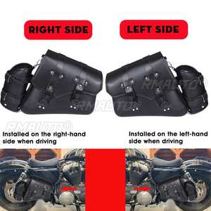 Bolsas Laterales para Motocicleta, Bolsa de Herramientas de Cuero PU con Porta Botella de Agua, Bolsa de Equipaje Estilo Cafe Racer, Impermeable, Universal para Cruiser Custom - Product Image 2