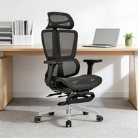Chaise de bureau ergonomique de direction avec base pivotante réglable en hauteur, cadre en acier, dossier en maille, support PA+GF, certifiée BIFMA