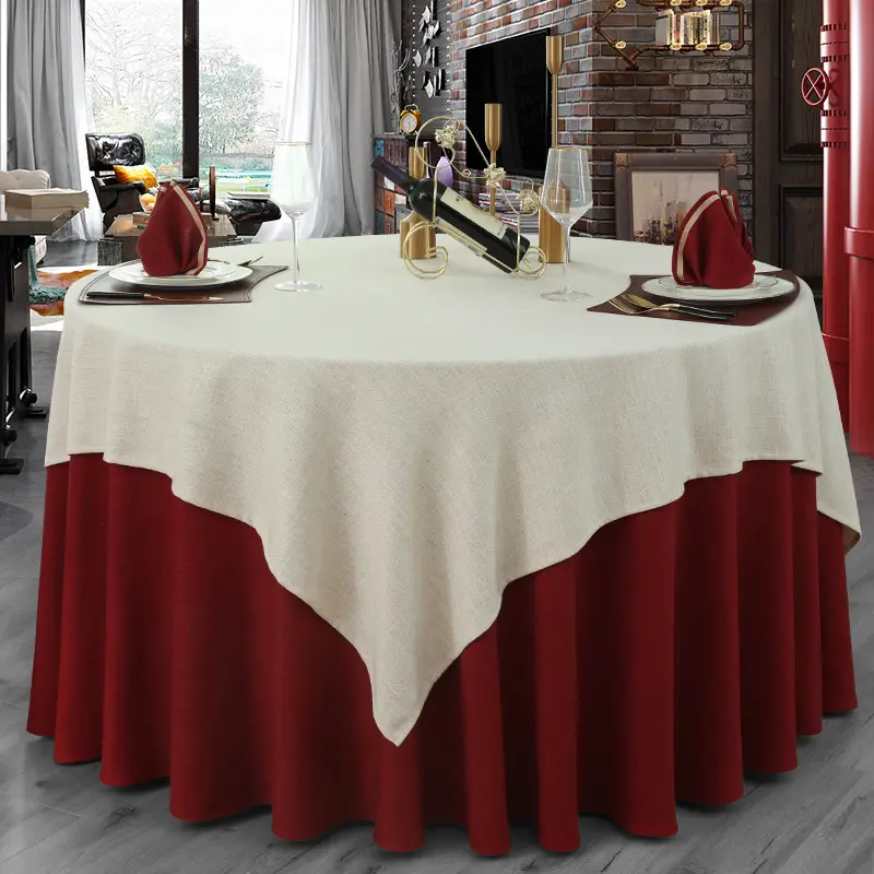 Two-tone Design with Silky Texture Big Round Hotel Wedding Decoration Table Covers Cloth OEM Service Woven Jacquard Solid CN;GUA