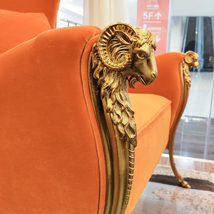 Sillón de Salón Moderno y Acogedor de Lujo, Sillón de Terciopelo con Marco de Madera Naranja, Muebles - Product Image 6