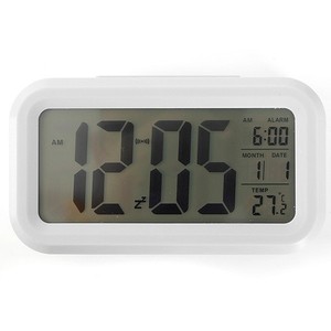Horloge numérique électronique avec affichage LCD, fonction snooze, veilleuse à capteur, horloge de bureau M0465 - Product Image 3