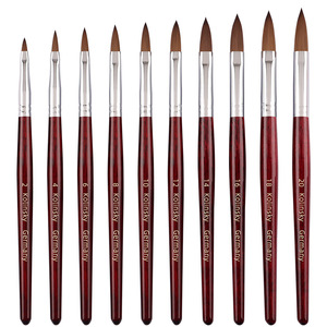 Pinceau à poudre pour gravure d'ongles, manche en bois, logo personnalisé, poils Kolinsky, pinceau professionnel pour manucure et nail art - Product Image 1