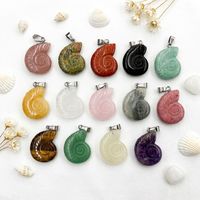 Pendentifs sculptés en ammonite, pierre précieuse naturelle, avec attache en argent. Breloques de bijoux bohèmes DIY pour la création de colliers et de bracelets