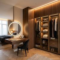 Armoire de chambre à coucher en bois de style moderne, personnalisable, durable, avec bureau et bibliothèque intégrés, montage facile, gain de place pour appartements