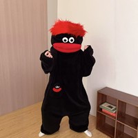 Combinaison Kigurumi Ugly Fish Big Head, en polaire corail épais, motif monstre à grande bouche, vêtements de nuit et de détente d'hiver pour couple, vente en gros