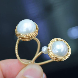 Handmade 14K Gold Filled Ring, Natural 10-11mm Edison Pearl, Ultra High Luster Smooth Skin Fine Pearl Jewelry for Women - Product Image 2