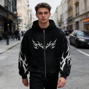 Sudadera con Capucha Gótica de Forro Polar Grueso para Hombre, Estilo Urbano Holgado, Hecha a Medida, de Invierno, Color Liso, Ajuste Regular, Largo Regular, Hombro Caído - Product Image 4