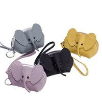 Weiche Elefanten-Geldbörse für Damen, Schlüsseltasche, Kartentasche, Tasche mit Kordelverschluss, Lippenstift-Aufbewahrungstasche, Münztasche, Ketten, Stickerei, RFID