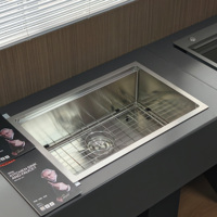 Évier de cuisine fait main en acier inoxydable 304 brossé, à encastrer sous plan, à niveaux, taille personnalisée, moderne
