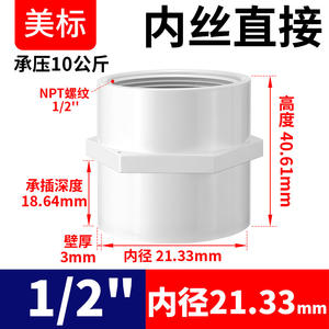 Conector Adaptador de Rosca Interna de Plástico ANSI, Accesorios de UPVC Blancos Estándar Americanos SCH40, Conectores Rectos/Rosca Interna - Product Image 5