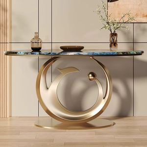 Consolle <span class=keywords><strong>da</strong></span> Ingresso di Lusso con Design Moderno Artistico, Piano in Vero Marmo e Struttura in Metallo BTCT006 per Casa o Hotel - Product Image 3