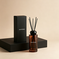 Flacon diffuseur de parfum en verre ambré de luxe avec bouchon noir, flacon d'arôme, décoration d'intérieur, emballage de diffuseur, logo personnalisé