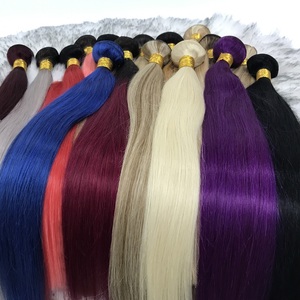 Extensions de cheveux brésiliens colorés 100 % Remy, alignées aux cuticules, naturelles et vierges, en gros FH - Product Image 1