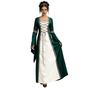 <span class=keywords><strong>Robe</strong></span> maxi en mousseline de soie tissée solide de style royal européen médiéval - Corset rétro, costume de jeu de rôle, tenue de style Renaissance - Product Image 5