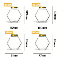 Bouteilles distributrices hexagonales en verre pour miel, pots de rangement transparents pour sauces épicées, confitures et aliments, avec couvercle hermétique