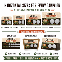 Cartes postales à gratter CMYK Premium pour programme de fidélité café, coupons de récompense larges pour les avantages de l'adhésion au café et les campagnes de rétours clients