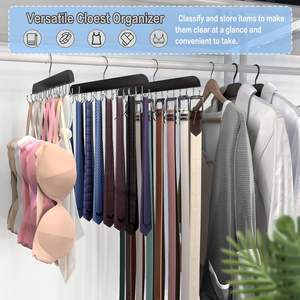 Organizador de armario de madera de 14 ganchos, corbatas, camisetas sin mangas, perchas de cinturón para ropa, accesorios para sala de estar, armario de supermercado - Product Image 5