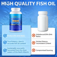 Complément alimentaire de 120 gélules d'huile de poisson oméga-3, 1280 mg, renforce le système immunitaire, gélules d'huile de poisson avec EPA et DHA