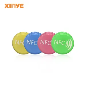 Mobile social interaction fast tap and go connection ntag213/215 HF 13.56mhz RFID nfc epoxy coin tags for payment/access control