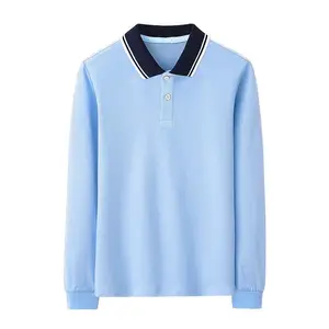wholesale 100% cotton kids polo tshirt autumn blank boys polo shirts girls long sleeve printing striped uniform polo shirt