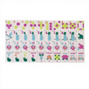 Ensemble <span class=keywords><strong>de</strong></span> mahjong américain <span class=keywords><strong>de</strong></span> luxe, 166 tuiles, norme NMJL, tuiles en acrylique florales lestées avec étui, jeu professionnel pour 4 joueurs - Product Image 4