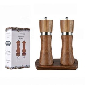 Wholesale <b>Mini</b> 6 Inch Eco-Friendly Portable Acacia Wood Manual Pepper <b>Grinder</b> Mill Salt and Pepper Set for Home and Kitchen - Product Image 6