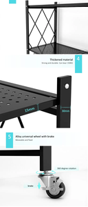 QINGDAO Rangement Cuisine <span class=keywords><strong>Maison</strong></span> Étagère de Rangement Pliante en Métal pour Cuisine, Étagère de Rangement Mobile Pliable avec Roues - Product Image 4