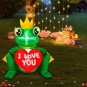 Rana Verde Inflable Pequeña de 4 Pies con Corazón para el Día de San Valentín - Decoración para Jardín, Hogar, Boda, Césped y Fiestas - Product Image 3