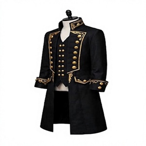 Black Steampunk Tailcoat for Men's Long Uniform Frock <b>Coat</b> <b>Vintage</b> Style Formal Stage Costume - Product Image 5