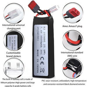 Bateria Recarregável Li-Ion 7.4V 3500mAh Direto da Fábrica 103495 Película Preta para Carros e Caminhões Elétricos Infantis - Product Image 4