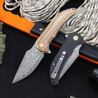 Couteau pliant tactique GT-DM019 en acier Damas, haute dureté, manche G10, Tunafire