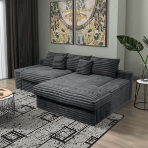 Juego de Sofás Seccionales Modulares Convertibles en Forma de L, Patas de Madera, Tapizado con Espuma Viscoelástica, Sofá Comprimido para Sala de Estar y Dormitorio - Product Image 1