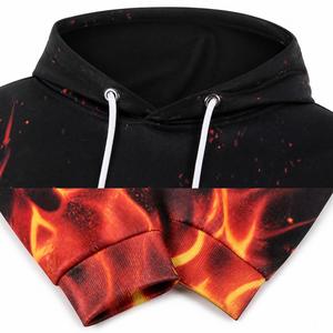 Sudadera con Capucha Unisex Premium de Invierno con Diseño Gráfico de Fuego Digital, Corte Regular, Estilo Urbano, Moda - Product Image 4