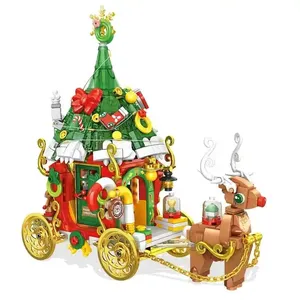 648 pièces chariot de noël Elk petites particules blocs de construction éducatifs transfrontaliers en plastique cadeaux pour enfants jouets