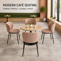 Chaises de café, chaise asymétrique à dossier enveloppant avec revêtement en bouclette pour hôtel, café, bistrot, restaurant, salon, sushis, cantine japonaise