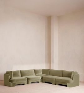 أريكة قطاعية عصرية أنيقة من القطيفة الخضراء الفاتحة لغرفة المعيشة - Product Image 2