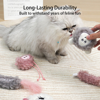 Jouet suspendu pour chat en polaire pelucheuse à motif souris, avec corde élastique et bâtonnet à herbe à chat, écologique, anti-ennui et anti-anxiété