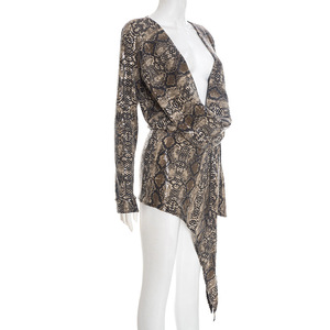 Viviblook J25DS418 Robe pour femme Nouvelle robe mini sexy à motif serpent Col en V profond Lacets - Product Image 4