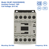 Eaton Moeller DILM7-10 AC Contactor 7A 24V Coil 1NO Aux 3 Pole 50/60Hz Kontaktor Magnetik untuk Motor AC Pemasangan Rel DIN