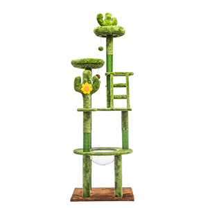Modern MDF Tall <b>Cat</b> Tower with Transparent Capsule Design Sisal <b>Scratching</b> <b>Posts</b> & Plush Perches-Interactive Indoor Furniture - Product Image 1