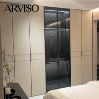 Armoire en cuir moderne sur mesure de luxe à fermeture douce pour chambre, salon et hôtel - Conception autoportante écologique