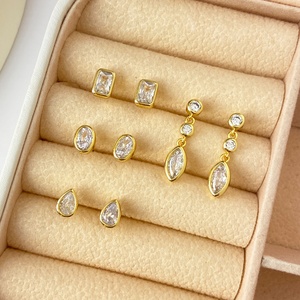Fashion <b>Earring</b> Jewelry Micro Pave CZ Stone 18K Gold Plated Dainty Zircon <b>Earrings</b> <b>for</b> <b>Women</b> - Product Image 1
