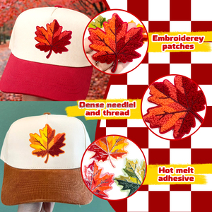 Toppa in ciniglia a forma di foglia d'acero, ricamo autunnale, distintivo con foglie colorate, applicazione termoadesiva per giacche, cappelli, decorazioni fai da te per abbigliamento - Product Image 3