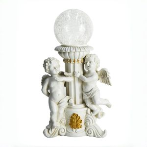 12 pollici in resina solare cherubino vetro Crackle giardino luce che cambia colore effetto | Anno nuovo statua di angelo lampada solare decorazione per esterni - Product Image 1
