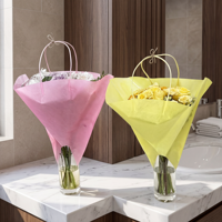 Sacs d'emballage en forme de cône pliables et portables en non-tissé pour bouquets de fleurs DIY, vente en gros, pour fleuristes