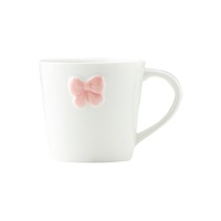 Tasse à café en céramique pastel avec design côtelé et nœud, ensemble de tasses brillantes blanches, bleues et roses pour la maison et le café